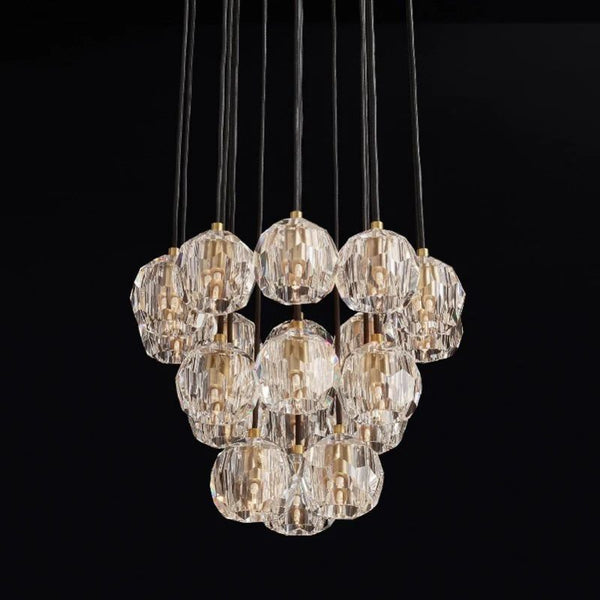 Kristal Glass Round Cluster Chandelier 19" - ebuylight