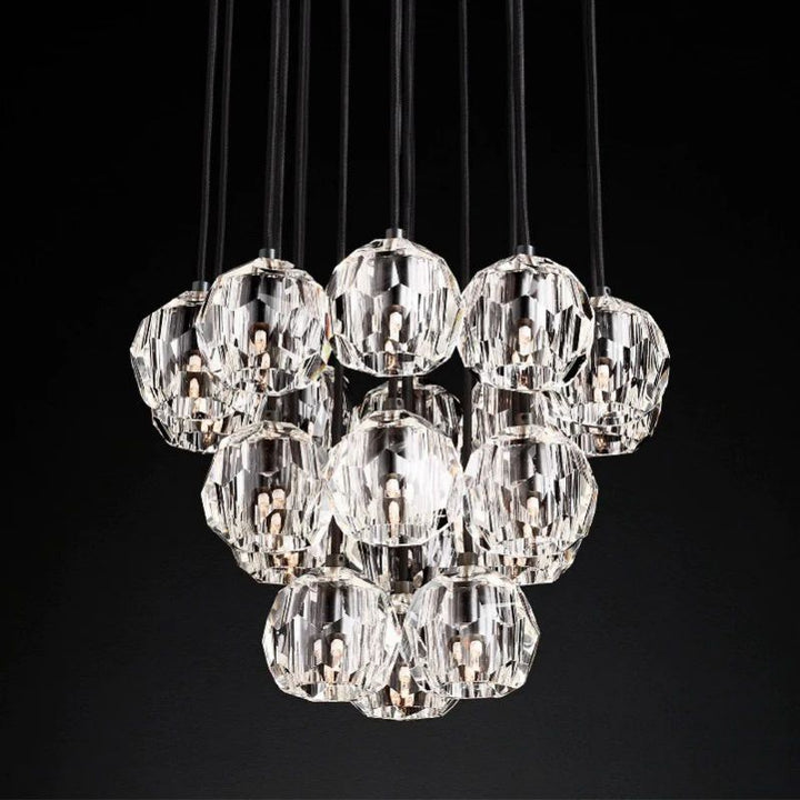 Kristal Glass Round Cluster Chandelier 19" - ebuylight