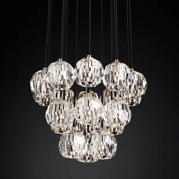 Kristal Glass Round Cluster Chandelier 19" - ebuylight