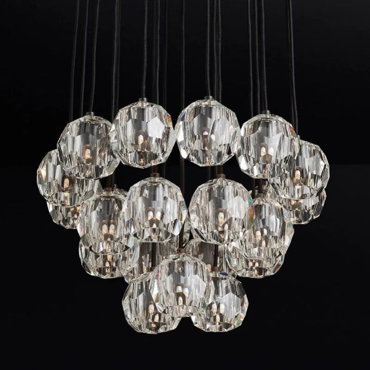 Kristal Glass Round Cluster Chandelier 24" - ebuylight