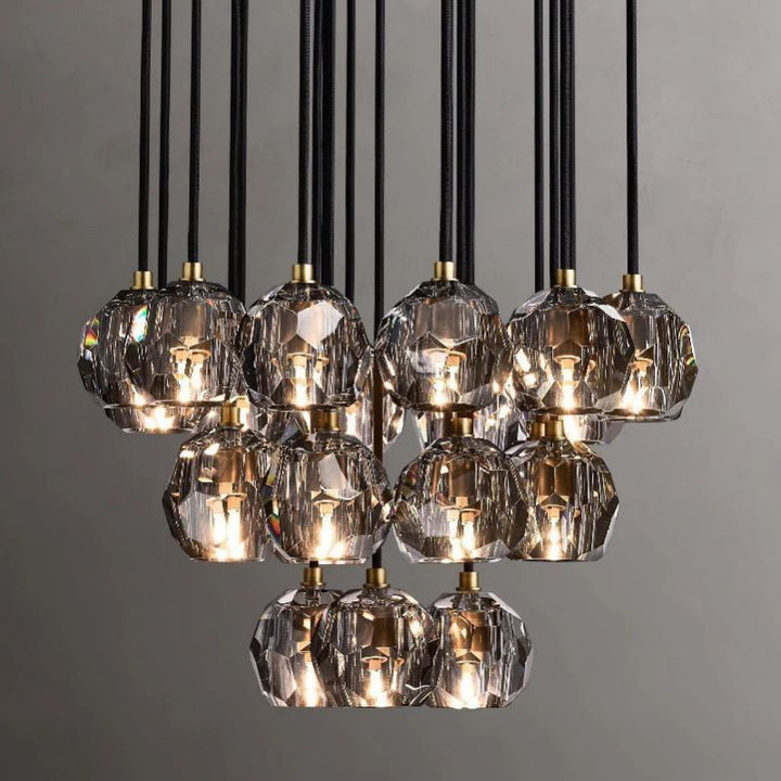 Kristal Glass Round Cluster Chandelier 24" - ebuylight