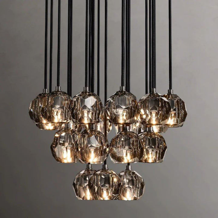 Kristal Glass Round Cluster Chandelier 24" - ebuylight