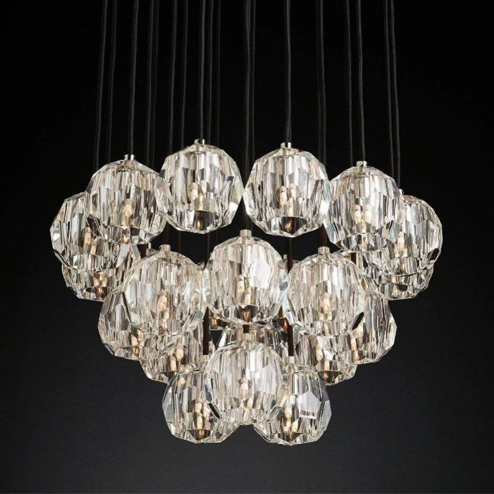 Kristal Glass Round Cluster Chandelier 24" - ebuylight