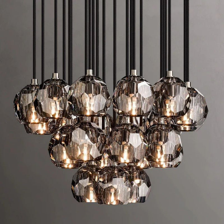 Kristal Glass Round Cluster Chandelier 24" - ebuylight