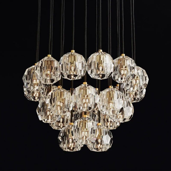 Kristal Glass Round Cluster Chandelier 24" - ebuylight