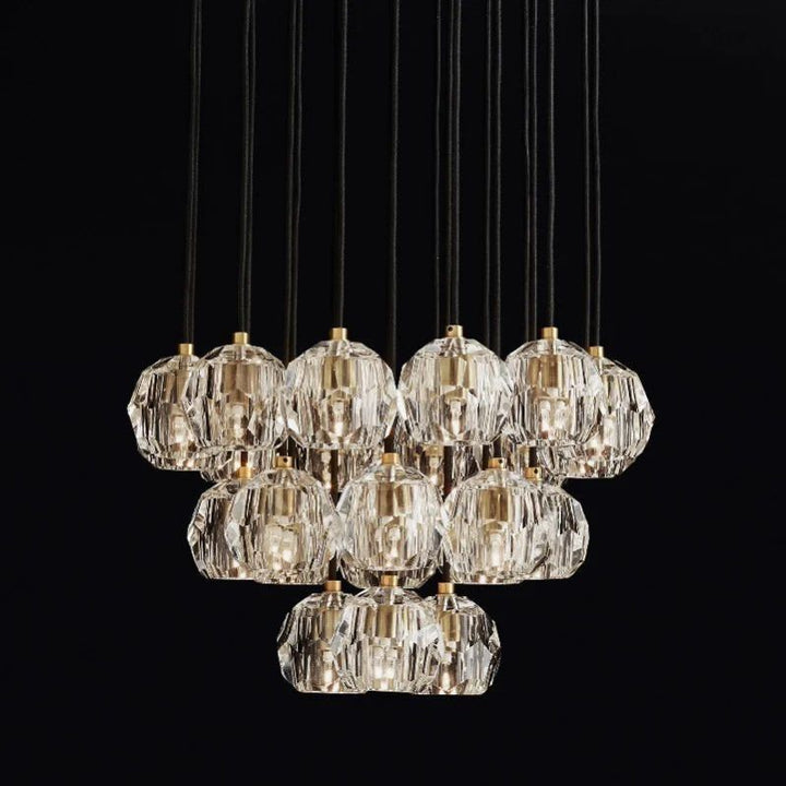 Kristal Glass Round Cluster Chandelier 24" - ebuylight