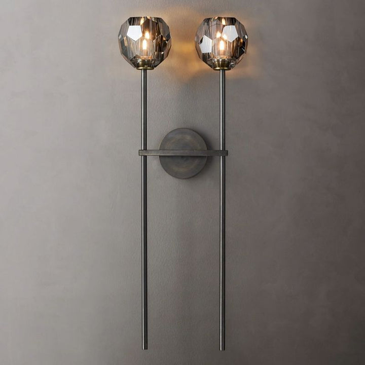 Kristal Smoke Glass Double Grand Wall Sconce - ebuylight