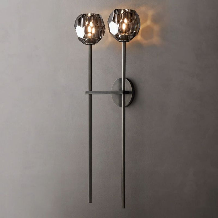 Kristal Smoke Glass Double Grand Wall Sconce - ebuylight