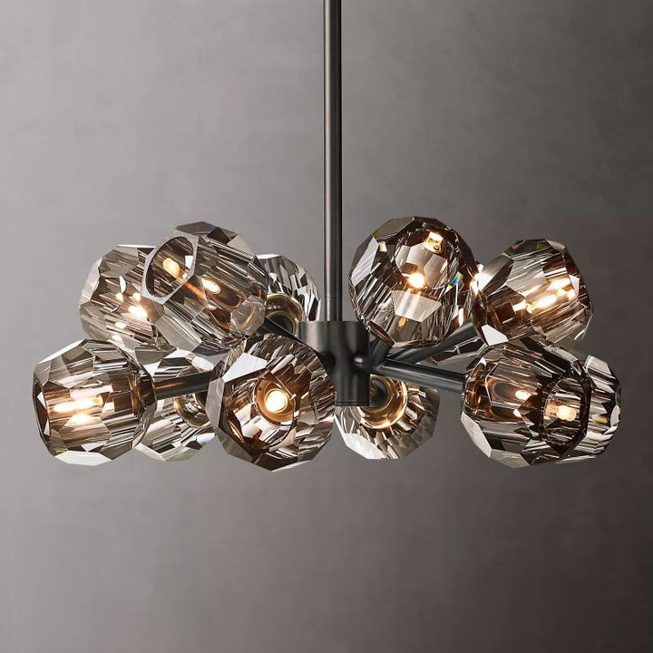 Kristal Smoke Glass Round Chandelier 24" - ebuylight