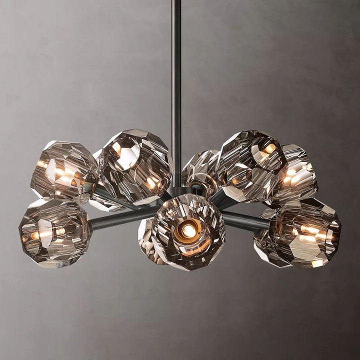 Kristal Smoke Glass Round Chandelier 24" - ebuylight