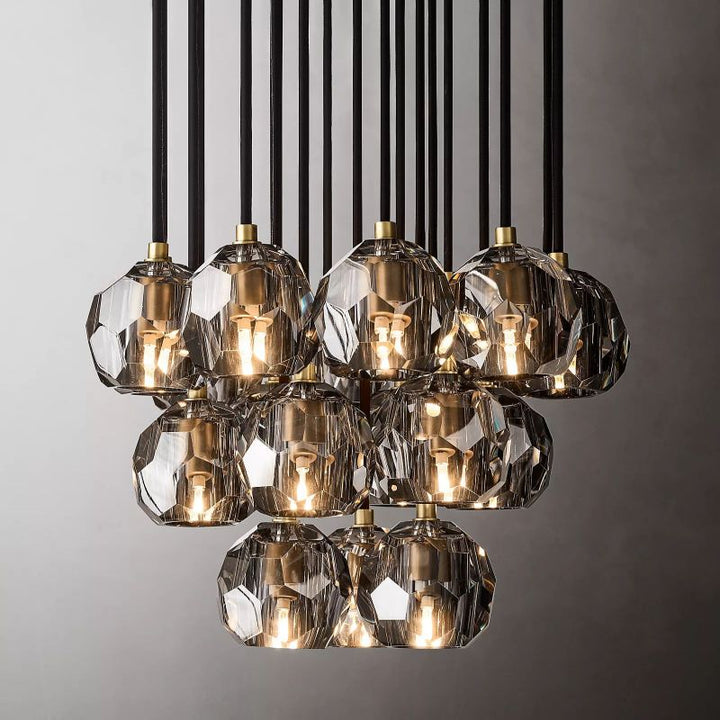 Kristal Glass Round Cluster Chandelier 19" - ebuylight