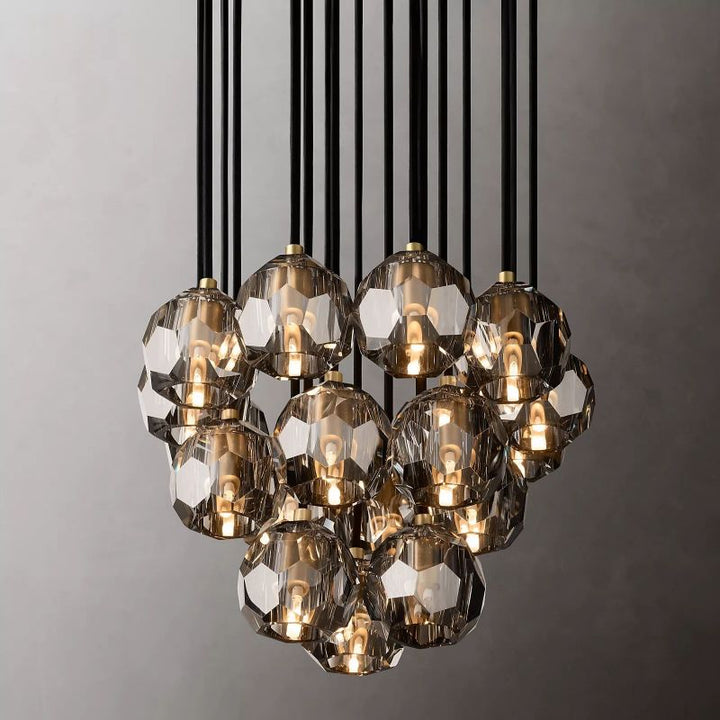 Kristal Glass Round Cluster Chandelier 19" - ebuylight