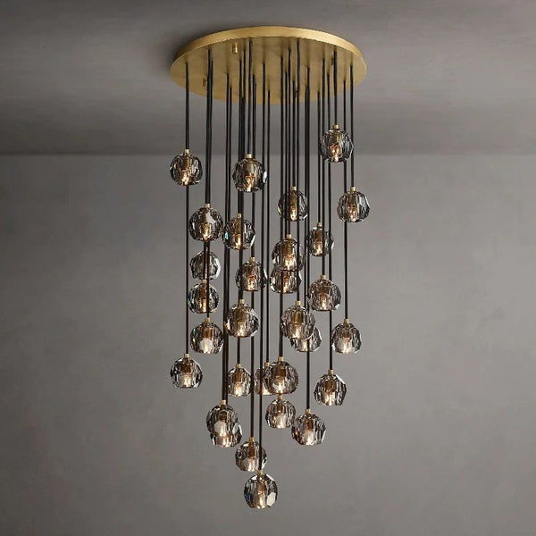 Kristal Smoke Glass Round Cluster Chandelier 30" - ebuylight