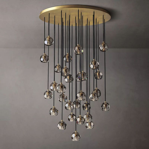 Kristal Smoke Glass Round Cluster Chandelier 40" - ebuylight