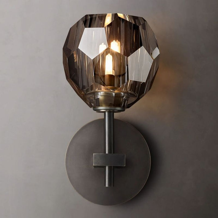 Kristal Smoke Glass Short Wall Sconce - ebuylight