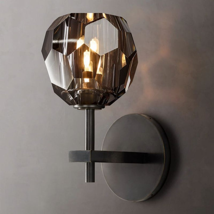 Kristal Smoke Glass Short Wall Sconce - ebuylight