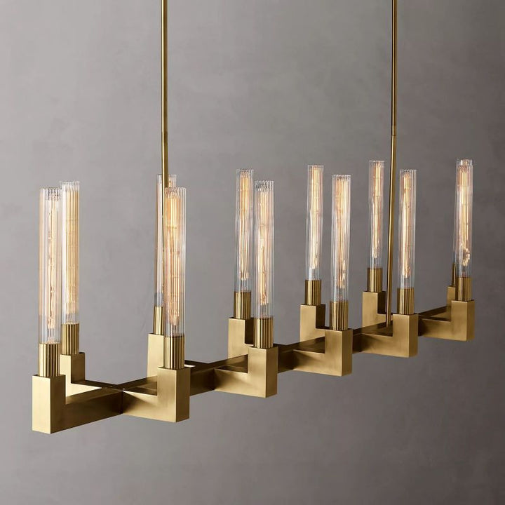 Prismatic Glass Linear Chandelier 67" - thebelacan