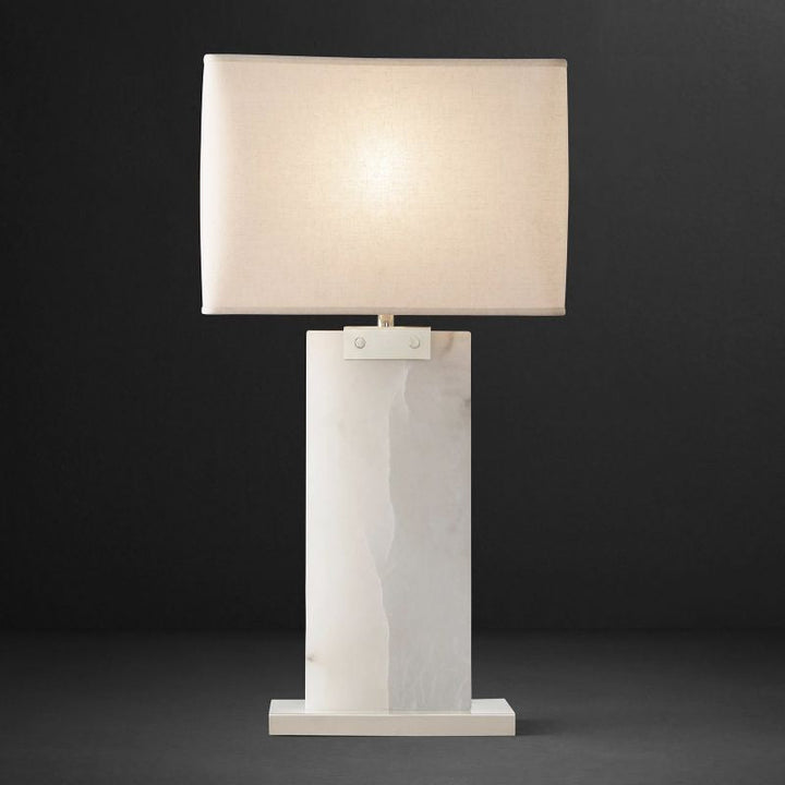 Rectangular Column Alabster Table Lamp - thebelacan