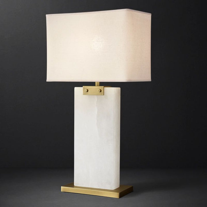 Rectangular Column Alabster Table Lamp - thebelacan