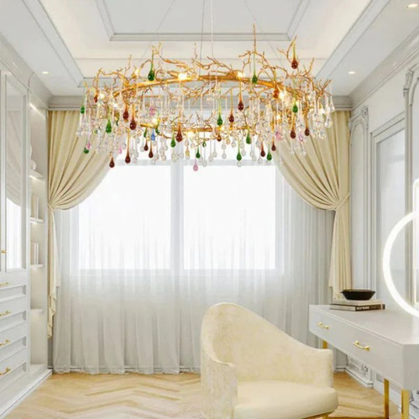Ran Colorful Crystal Raindrop Branch Chandelier - ebuylight