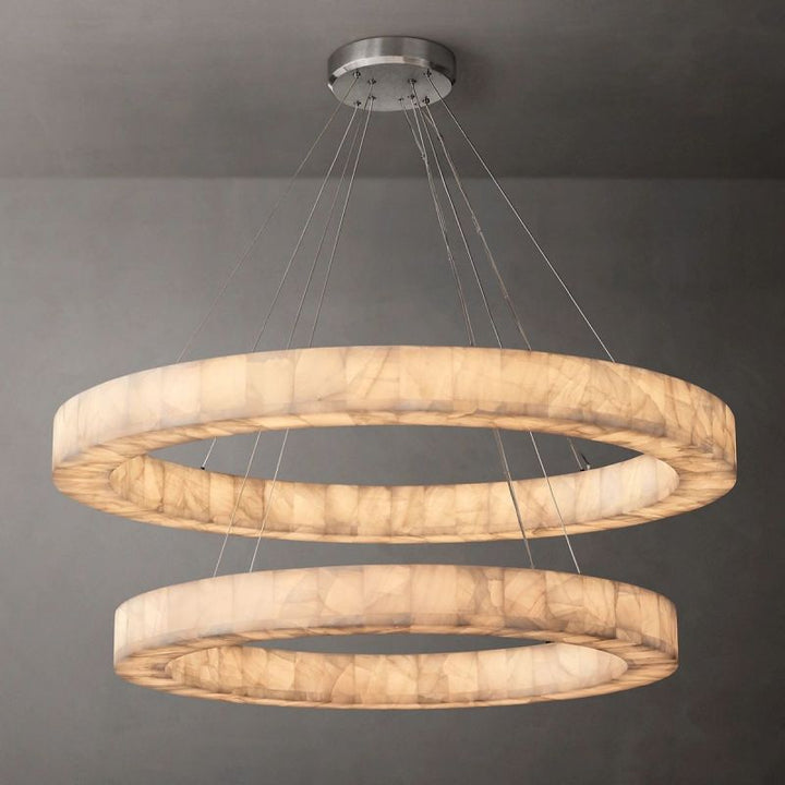 Riveage 2-tier Round Calcite Chandelier 60" - thebelacan