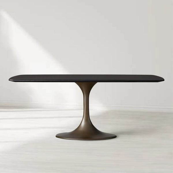 Saint Germain Solid Wood Dining Table with Steel Base