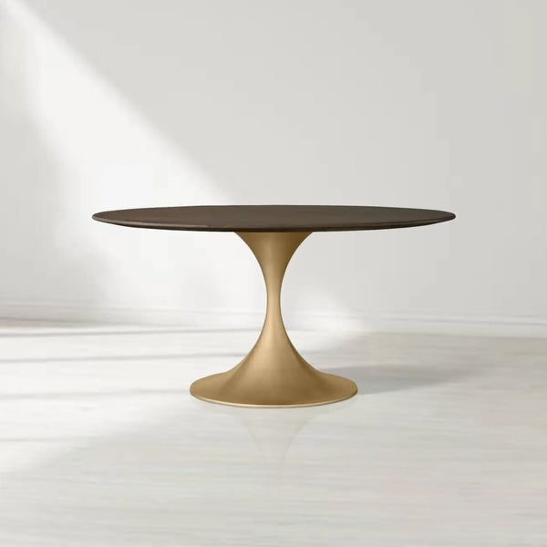 Sainte Round Wood Dining Table with Launette Base