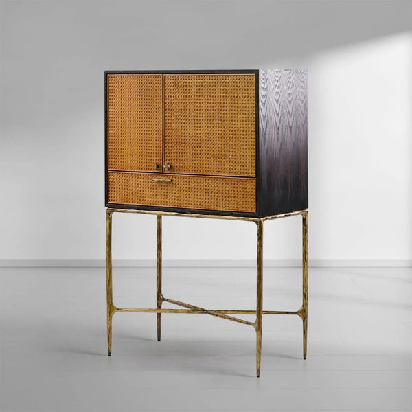 Thades Metal Frame Rattan Side Cabinet-2