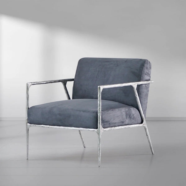 Thades Retro Silver Iron Frame Track Armchair