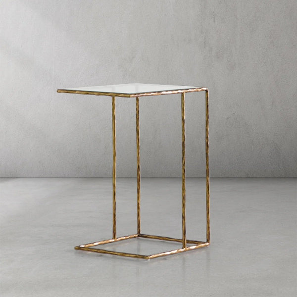 Thades Tempered Glass C-Shaped Side Table