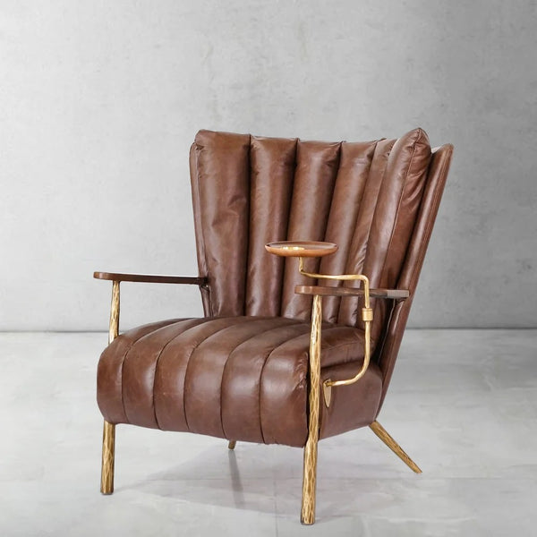 Thades Vintage Leather Armchair Cigar Chair