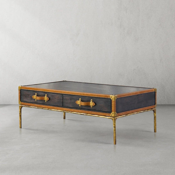 Thades Vintage Leather Square Coffee Table